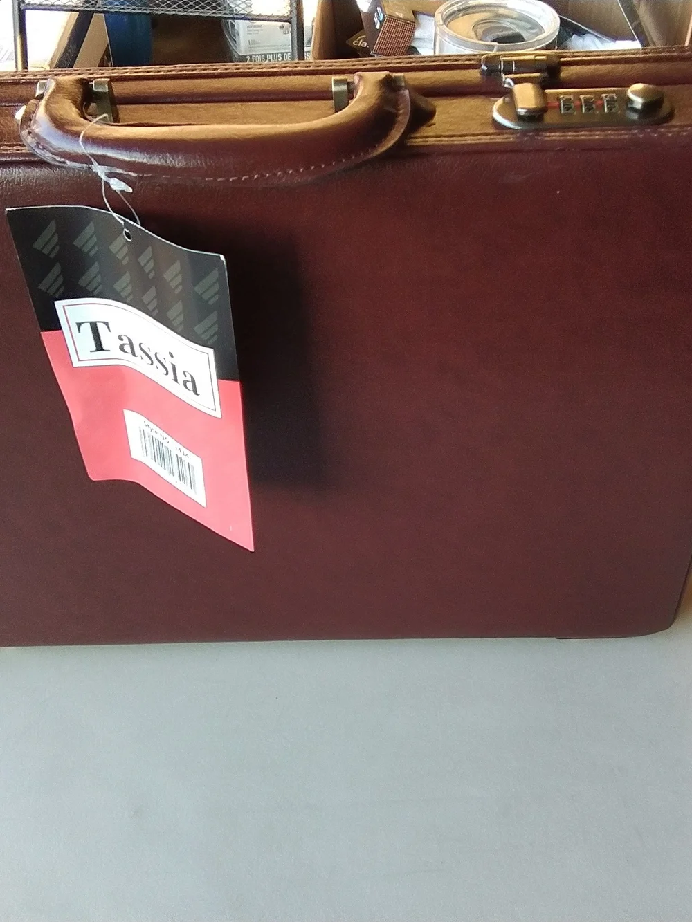 Men’s Leather Briefcase in Burgundy